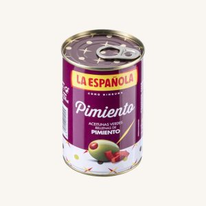 La Española Green olives stuffed with red pepper, Pimiento, manzanilla variety, can 130g main