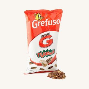 Grefusa Pipas G Tijuana (spicy barbeque BBQ toasted sunflower seeds), from Valencia, bag 200g